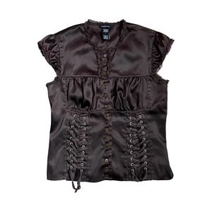 MODA INTERNATIONAL TWILIGHT GOTHIC SATIN TIE BLOUSE